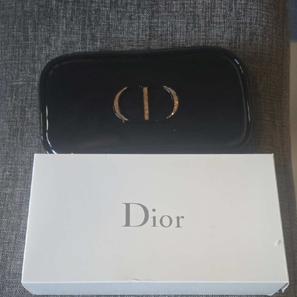 Dior Glossy Black Pouch with Gold Accent